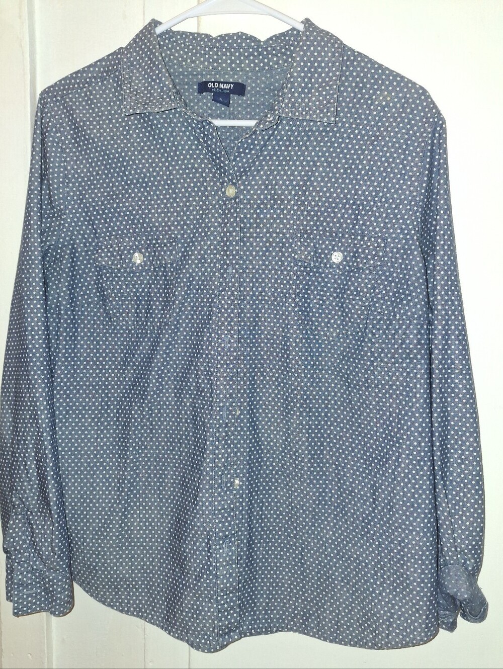 Old Navy Blue Polka Dot Button-Down Shirt